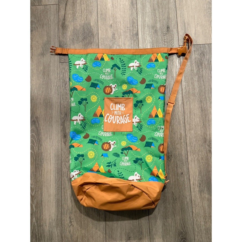 Girl Scouts Climb With Courage Green Koala Roll Top Dry Bag Style Backpack